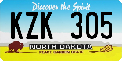 ND license plate KZK305