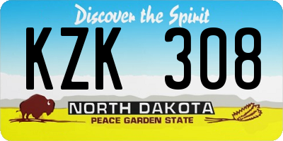 ND license plate KZK308
