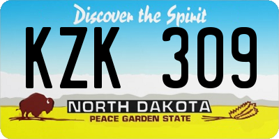 ND license plate KZK309