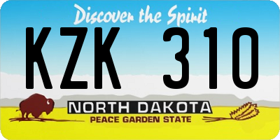 ND license plate KZK310