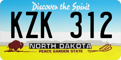 ND license plate KZK312