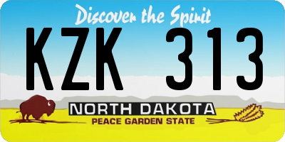 ND license plate KZK313