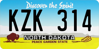 ND license plate KZK314