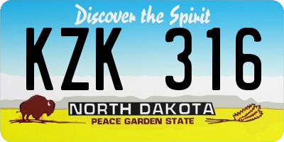 ND license plate KZK316