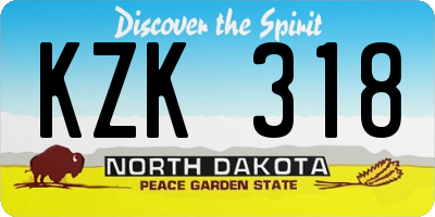 ND license plate KZK318
