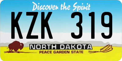 ND license plate KZK319