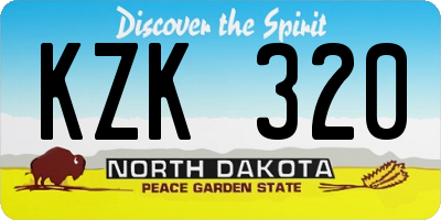 ND license plate KZK320