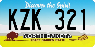 ND license plate KZK321