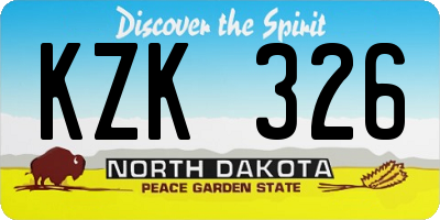 ND license plate KZK326