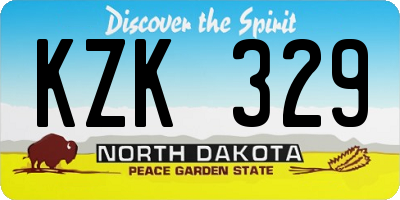 ND license plate KZK329