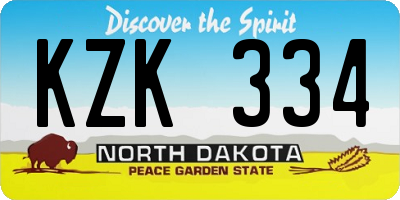 ND license plate KZK334