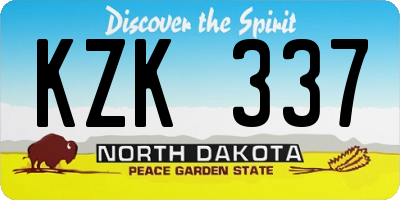 ND license plate KZK337