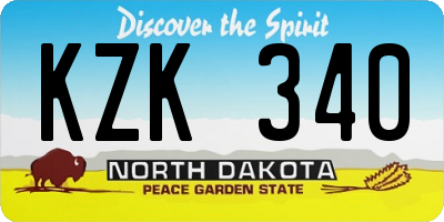 ND license plate KZK340