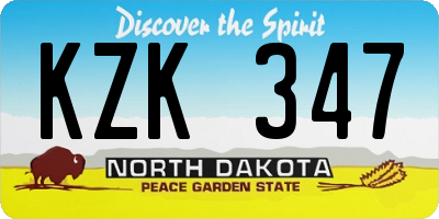 ND license plate KZK347