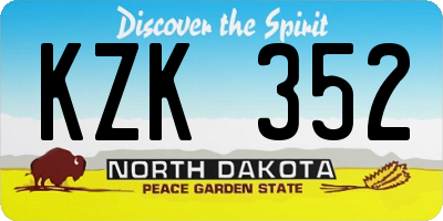ND license plate KZK352