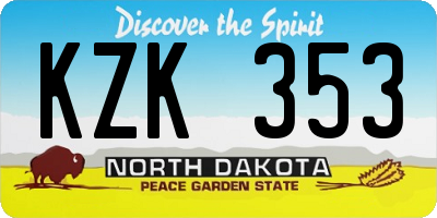 ND license plate KZK353