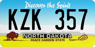 ND license plate KZK357