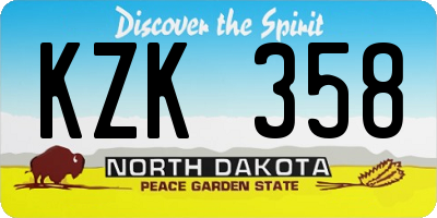 ND license plate KZK358