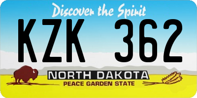ND license plate KZK362