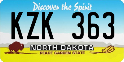 ND license plate KZK363