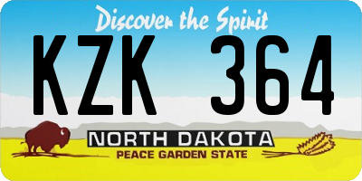 ND license plate KZK364