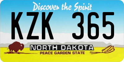 ND license plate KZK365