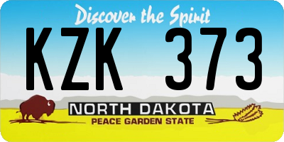 ND license plate KZK373