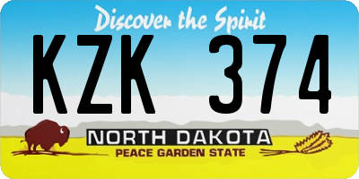 ND license plate KZK374