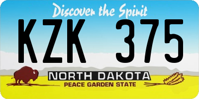 ND license plate KZK375