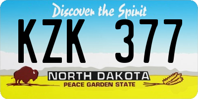 ND license plate KZK377