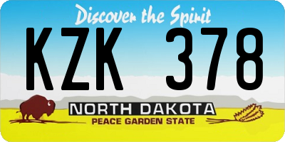 ND license plate KZK378