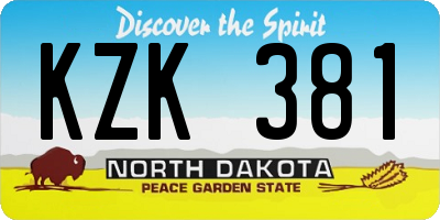 ND license plate KZK381