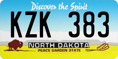 ND license plate KZK383
