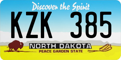 ND license plate KZK385