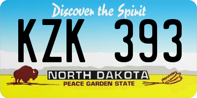 ND license plate KZK393