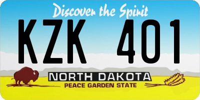 ND license plate KZK401