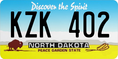 ND license plate KZK402