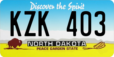 ND license plate KZK403
