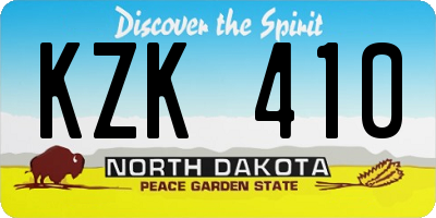 ND license plate KZK410