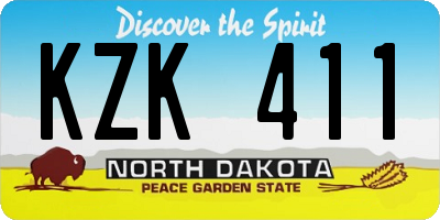 ND license plate KZK411