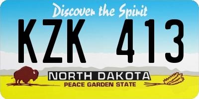 ND license plate KZK413