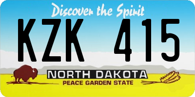 ND license plate KZK415