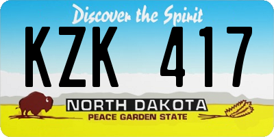 ND license plate KZK417