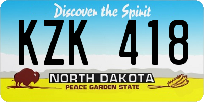ND license plate KZK418