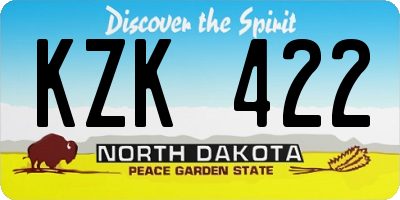 ND license plate KZK422