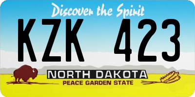 ND license plate KZK423