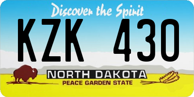 ND license plate KZK430