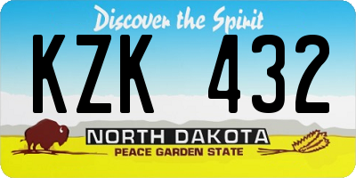 ND license plate KZK432