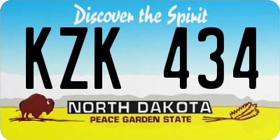 ND license plate KZK434