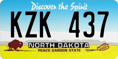 ND license plate KZK437